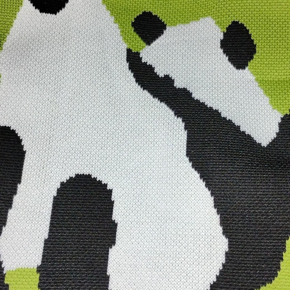 Modern Knit Panda Mini Knot Bag – Lime Green & Black/White Jacquard Tote - Picture 5 of 6